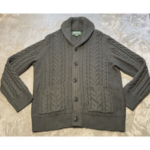 American Eagle Men Cable Knit Shawl Collar Cardigan Sweater Fisherman Cable Knit